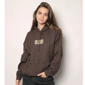 Iamkoko.la Designer Patch Oversized Brown Hoodie Sweatshirt Large